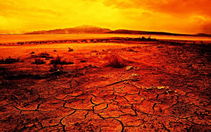 The dawn of time. Two travelers trek through a desert wasteland.